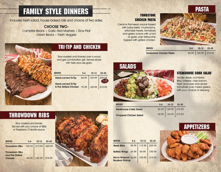 PDF of family style dinner menu